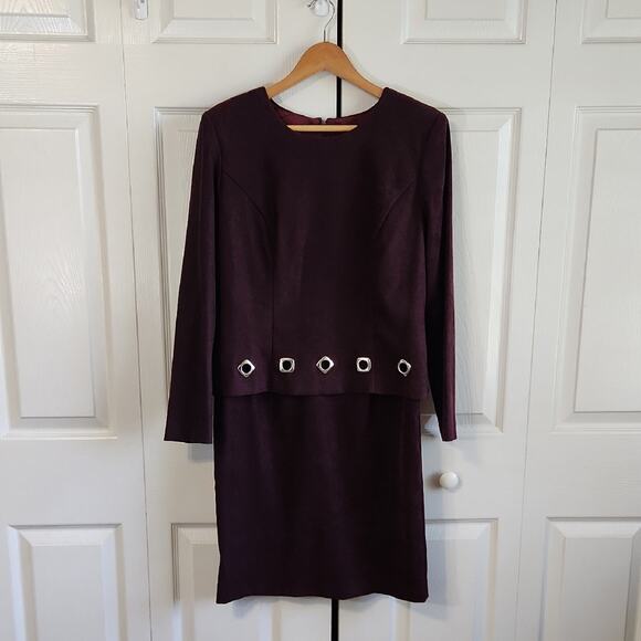 Vintage Positive Attitude Womens Dark Purple Dress Size Med Grommets Knee Length - Picture 1 of 12